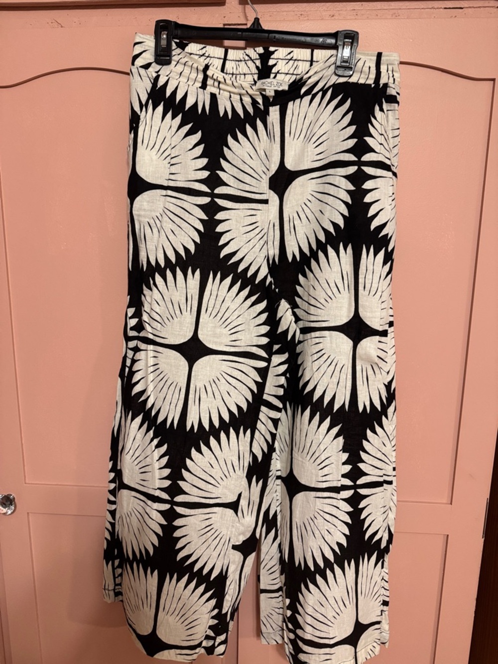 Rachel Zoe Black and White Floral Wide-Leg Pants